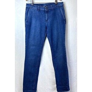 8 by YOOX Men Blue Stretch Denim Reverse Camo Straight Leg Jeans Sz IT 50/US 36